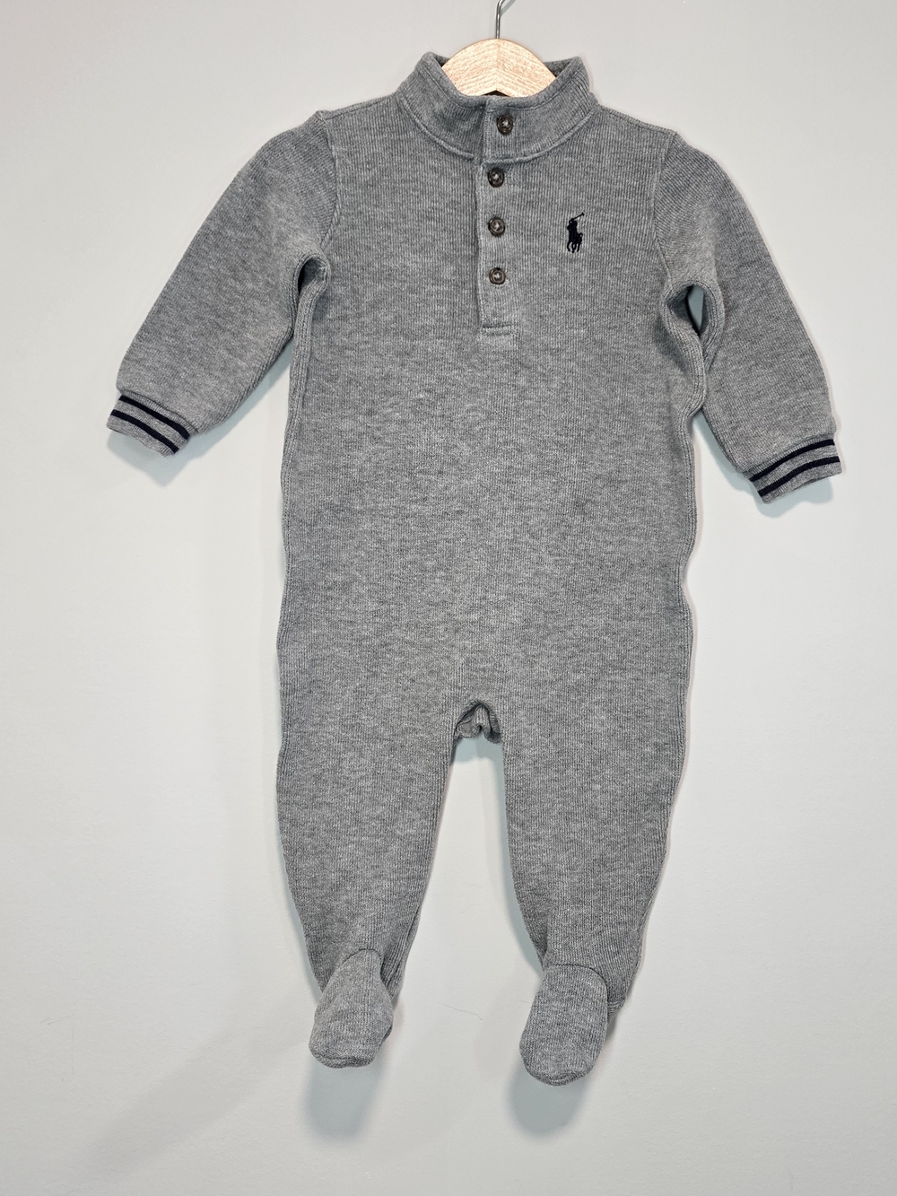 Ralph Lauren Gray Knit Baby One-Piece Romper